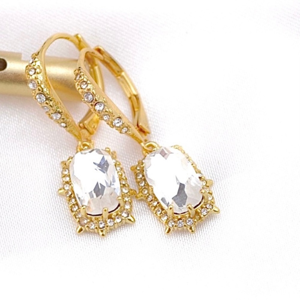 ALEXIS BITTAR Crystal Drop Earrings in Gold - Picture 7 of 9